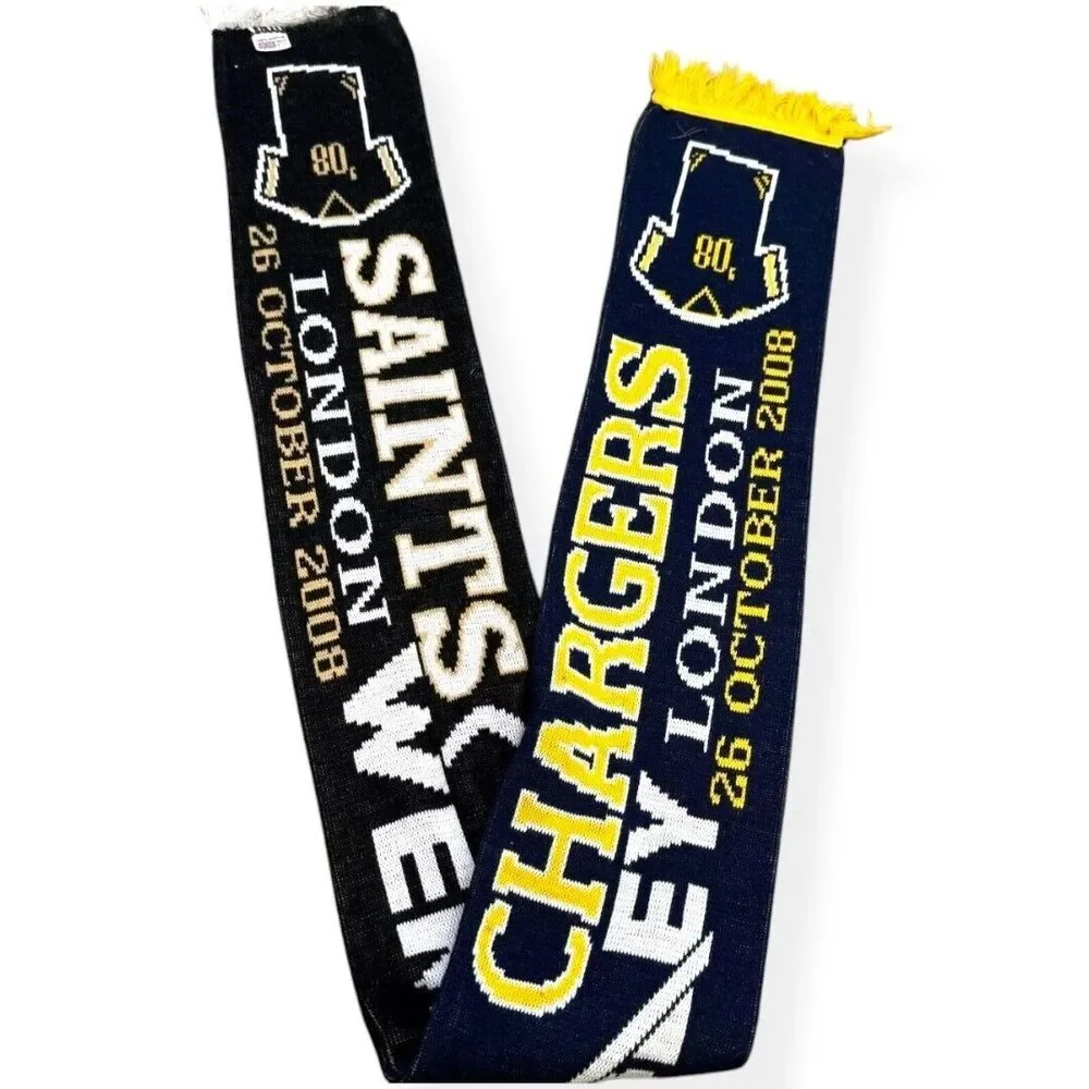 New Orleans Saints SD Chargers Knit Scarf Reversible Commemorative '08 London UK